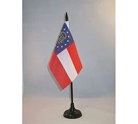 AZ FLAG - Georgia Table Flag 4'' x 6'' - US state of Georgia Office Flag 100% Polyester 15 x 10 cm - Mini Desk Flag with 10'' Pole and Black Plastic Base