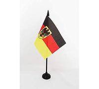 AZ FLAG - Germany with eagle Table Flag 4'' x 6'' - German coat of arms Office Flag 100% Polyester 15 x 10 cm - Mini Desk Flag with 10'' Pole and Black Plastic Base