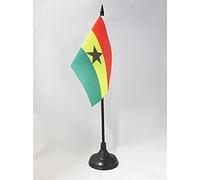 AZ FLAG - Ghana Table Flag 4'' x 6'' - Ghanaian Office Mini Banner 100% Polyester 15 x 10 cm - Mini Desk Flag with 10'' Pole and Black Plastic Base