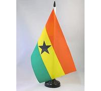 AZ FLAG - Ghana Table Flag 5'' x 8'' - Ghanaian Office Flag 100% Polyester 21 x 14 cm - Mini Desk Flag with 10'' Pole and Black Plastic Base