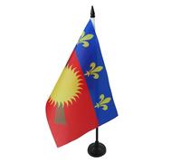 AZ FLAG - Guadeloupe Table Flag 5'' x 8'' - French region of Guadeloupe Office Flag 100% Polyester 21 x 14 cm - Mini Desk Flag with 10'' Pole and Black Plastic Base