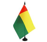 AZ FLAG Guinea-Bissau Table Flag 5'' x 8'' - Bissau-Guinean Office Decoration 100% Polyester 21 x 14 cm - Mini Desk Flag with Pole and Black Plastic Base