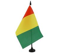 AZ FLAG - Guinea Table Flag 5'' x 8'' - Guinean Office Flag 100% Polyester 21 x 14 cm - Mini Desk Flag with 10'' Pole and Black Plastic Base