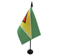 AZ FLAG - Guyana Table Flag 4'' x 6'' - Guyanese Office Flag 100% Polyester 15 x 10 cm - Mini Desk Flag with 10'' Pole and Black Plastic Base