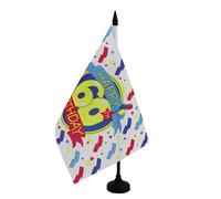 AZ FLAG - Happy 60th Birthday Table Flag 5'' x 8'' - 60th Birthday's party Office Flag 100% Polyester 21 x 14 cm - Mini Desk Flag with 10'' Pole and Black Plastic Base