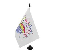AZ FLAG - Happy Birthday Cake Table Flag 5'' x 8'' - Birthday's party Office Flag 100% Polyester 21 x 14 cm - Mini Desk Flag with 10'' Pole and Black Plastic Base