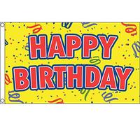 AZ FLAG - Happy Birthday Yellow Flag - 2x3 Ft - 100D Polyester Happy Birthday Banner with Two Metal Grommets - Fade Resistant - Vivid Colors - 2' x 3' Feet - 90x60 Cm