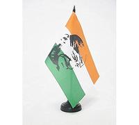 AZ FLAG India with Ghandi Table Flag 5'' x 8'' - Indian Office Decoration 100% Polyester 21 x 14 cm - Mini Desk Flag with Pole and Black Plastic Base
