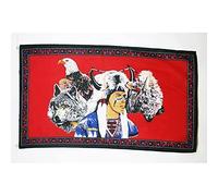 AZ FLAG - Indian With Wolf Flag - 3x5 Ft - 100D Polyester India Banner with Two Metal Grommets - Fade Resistant - Vivid Colors - 3' x 5' Feet - 150x90 Cm