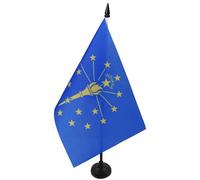 AZ FLAG - Indiana Table Flag 5'' x 8'' - US state of Indiana Office Flag 100% Polyester 21 x 14 cm - Mini Desk Flag with 10'' Pole and Black Plastic Base