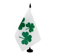 AZ FLAG - Irish Shamrock Table Flag 5'' x 8'' - Ireland Office Flag 100% Polyester 21 x 14 cm - Mini Desk Flag with 10'' Pole and Black Plastic Base