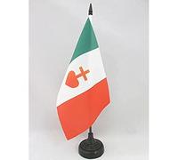 AZ FLAG Italy Sacred Heart of Jesus Table Flag 5'' x 8'' - italian catholic Office Decoration 100% Polyester 21 x 14 cm - Mini Desk Flag with Pole and Black Plastic Base