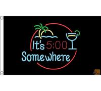 AZ FLAG - It'S 5 O'Clock Somewhere Black Flag - 3x5 Ft - 100D Polyester It'S Five Banner with Two Metal Grommets - Fade Resistant - Vivid Colors - 3' x 5' Feet - 150x90 Cm