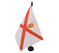 AZ FLAG - Jersey Table Flag 5'' x 8'' - Jersey Office Flag 100% Polyester 21 x 14 cm - Mini Desk Flag with 10'' Pole and Black Plastic Base