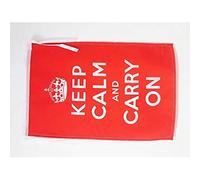 AZ FLAG - Keep Calm and Carry On UK Flag - 18'' x 12'' - 100% Polyester Union Jack - United Kingdom Small Banner with Two Cords - Fade Resistant - Vivid Colors - 18x12 in - 45x30 Cm