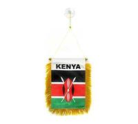 AZ FLAG - Kenya Mini Banner - 6'' x 4'' - 100% Polyester Kenyan Small Pennant for Car - Double-sided Flag with Suction Cup Hanger