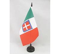 AZ FLAG - Kingdom of Italy 1861-1946 Table Flag 5'' x 8'' - Italian royal Office Flag 100% Polyester 21 x 14 cm - Mini Desk Flag with 10'' Pole and Black Plastic Base