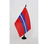 AZ FLAG - Kirghiz Soviet Socialist Republic Table Flag 5'' x 8'' - Kyrgyzstan SSR Office Flag 100% Polyester 21 x 14 cm - Mini Desk Flag with 10'' Pole and Black Plastic Base