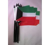 AZ FLAG Kuwait Flag 4'' x 6'' black stick - Kuwaiti flags 10 x 15 cm - Light Polyester