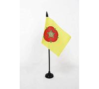 AZ FLAG - Lancashire New county Table Flag 4'' x 6'' - Lancashire New county Office Flag 100% Polyester 15 x 10 cm - Mini Desk Flag with 10'' Pole and Black Plastic Base