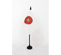 AZ FLAG - Lancashire Old county Table Flag 4'' x 6'' - Lancashire Old county Office Flag 100% Polyester 15 x 10 cm - Mini Desk Flag with 10'' Pole and Black Plastic Base