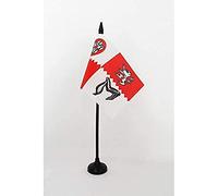 AZ FLAG - Leicestershire county Table Flag 4'' x 6'' - Leicestershire county Office Flag 100% Polyester 15 x 10 cm - Mini Desk Flag with 10'' Pole and Black Plastic Base