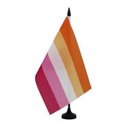 AZ FLAG - Lesbian Pride 5 stripes Table Flag 5'' x 8'' - lesbian community Office Flag 100% Polyester 21 x 14 cm - Mini Desk Flag with 10'' Pole and Black Plastic Base