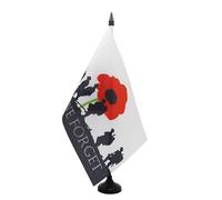 AZ FLAG - Lest We Forget Army Table Flag 5'' x 8'' - military Office Flag 100% Polyester 21 x 14 cm - Mini Desk Flag with 10'' Pole and Black Plastic Base