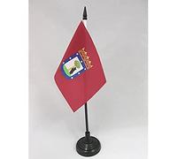 AZ FLAG - Madrid Table Flag 4'' x 6'' - Madrid Office Flag 100% Polyester 15 x 10 cm - Mini Desk Flag with 10'' Pole and Black Plastic Base