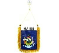 AZ FLAG - Maine Mini Banner - 6'' x 4'' - 100% Polyester US state of Maine Small Pennant for Car - Double-sided Flag with Suction Cup Hanger