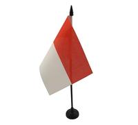 AZ FLAG - Monaco Table Flag 4'' x 6'' - Monégasque Office Mini Banner 100% Polyester 15 x 10 cm - Mini Desk Flag with 10'' Pole and Black Plastic Base