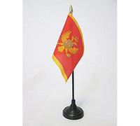 AZ FLAG - Montenegro Table Flag 4'' x 6'' - Montenegrin Mini Desk Flag 100% Polyester 15 x 10 cm - Office Mini Banner with 10'' Pole - Golden Spear