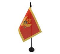 AZ FLAG - Montenegro Table Flag 4'' x 6'' - Montenegrin Office Flag 100% Polyester 15 x 10 cm - Mini Desk Flag with 10'' Pole and Black Plastic Base