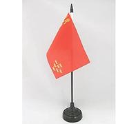 AZ FLAG - Murcia Table Flag 4'' x 6'' - Spanish region of Región de Murcia Office Mini Banner 100% Polyester 15 x 10 cm - Mini Desk Flag with 10'' Pole and Black Plastic Base