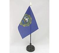 AZ FLAG - New Hampshire Table Flag 4'' x 6'' - US state of New Hampshire Mini Desk Flag 100% Polyester 15 x 10 cm - Office Mini Banner with 10'' Pole - Golden Spear