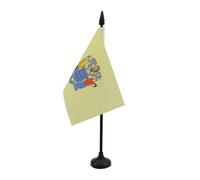 AZ FLAG - New Jersey Table Flag 4'' x 6'' - US state of New Jersey Office Flag 100% Polyester 15 x 10 cm - Mini Desk Flag with 10'' Pole and Black Plastic Base