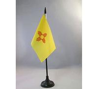 AZ FLAG - New Mexico Table Flag 4'' x 6'' - US state of New Mexico Office Mini Banner 100% Polyester 15 x 10 cm - Mini Desk Flag with 10'' Pole and Black Plastic Base