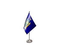 AZ FLAG - New York Prestige Table Flag 6'' x 9'' - US state of New York Office Flag 100% Satin 22 x 15 cm - Desk Flag with Steel Pole and Base