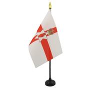 AZ FLAG - Northern Ireland Table Flag 4'' x 6'' - Irish Mini Desk Flag 100% Polyester 15 x 10 cm - Office Flag with 10'' Pole - Golden Spear