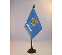 AZ FLAG - Oklahoma Table Flag 4'' x 6'' - US state of Oklahoma Office Mini Banner 100% Polyester 15 x 10 cm - Mini Desk Flag with 10'' Pole and Black Plastic Base