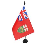 AZ FLAG Ontario Table Flag 5'' x 8'' - Canadian region of Ontario Office Decoration 100% Polyester 21 x 14 cm - Mini Desk Flag with Pole and Black Plastic Base