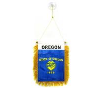 AZ FLAG - Oregon Mini Banner - 6'' x 4'' - 100% Polyester US state of Oregon Small Pennant for Car - Double-sided Flag with Suction Cup Hanger