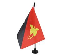 AZ FLAG - Papua New Guinea Table Flag 5'' x 8'' - Papuan Office Flag 100% Polyester 21 x 14 cm - Mini Desk Flag with 10'' Pole and Black Plastic Base