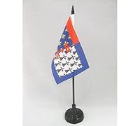 AZ FLAG - Pays de la Loire Table Flag 4'' x 6'' - French region of Pays de la Loire Office Flag 100% Polyester 15 x 10 cm - Mini Desk Flag with 10'' Pole and Black Plastic Base