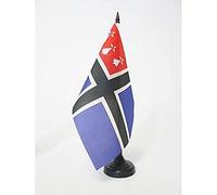 AZ FLAG Pays de Saint-Malo Table Flag 5'' x 8'' - Bro Sant-Maloù Office Decoration 100% Polyester 21 x 14 cm - Mini Desk Flag with Pole and Black Plastic Base