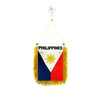 AZ FLAG - Philippines Mini Banner - 6'' x 4'' - 100% Polyester Filipino Small Pennant for Car - Double-sided Flag with Suction Cup Hanger