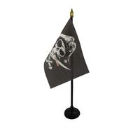 AZ FLAG - Pirate Deadman Chest Triconner Table Flag 4'' x 6'' - Pirates Mini Desk Flag 100% Polyester 15 x 10 cm - Office Flag with 10'' Pole - Golden Spear