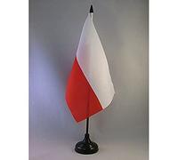 AZ FLAG - Poland Big Table Flag 6'' x 9'' - Polish Office Flag 100% Polyester 22 x 15 cm - Desk Flag with 10'' Pole and Black Plastic Base