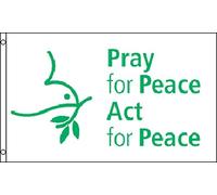 AZ FLAG - Pray For Peace Dove Flag - 2x3 Ft - 100D Polyester Pray For Peace Banner with Two Metal Grommets - Fade Resistant - Vivid Colors - 2' x 3' Feet - 90x60 Cm