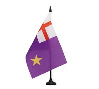 AZ FLAG - Purple Standard Table Flag 5'' x 8'' - Northen Ireland Orange Order Office Flag 100% Polyester 21 x 14 cm - Mini Desk Flag with 10'' Pole and Black Plastic Base